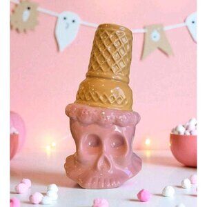 New Pink Girly Skeleton Melting Ice Cream Cones Halloween Holiday Decor